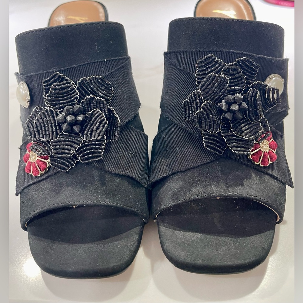 Nanette Lepore Marsha 4” Heel Open Toe, Black, Red details,Size 7M - Picture 2 of 10